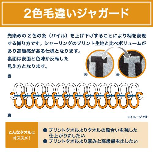 マフラータオル 2色毛違いジャガードのサンプルイメージ画像３